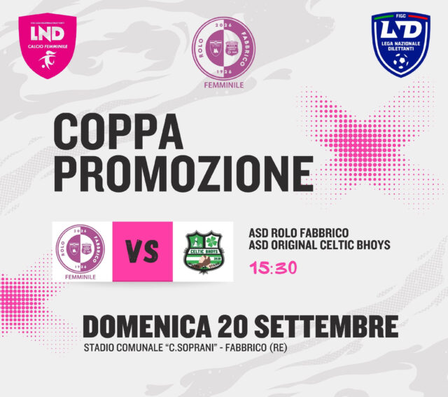 DOMENICA 20 SETTEMBRE – COPPA PROMOZIONE FEMMINILE