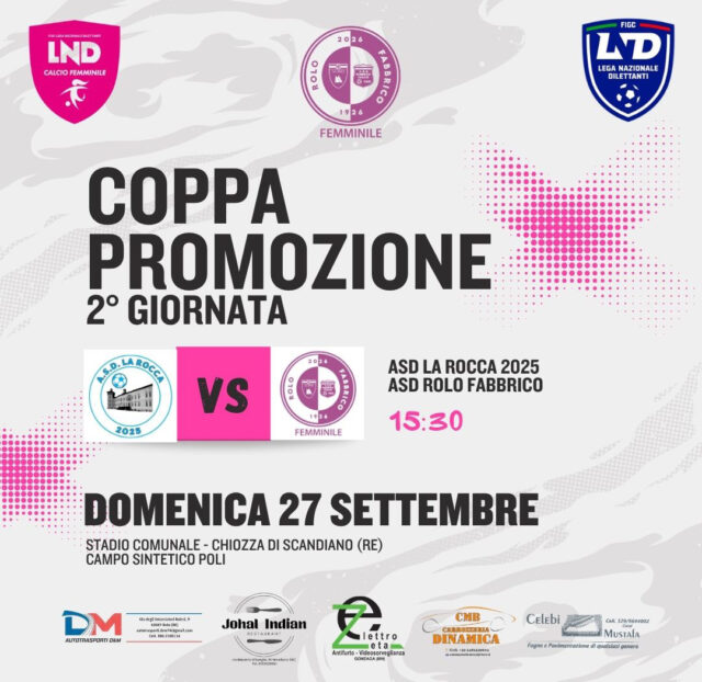 DOMENICA 27 SETTEMBRE – COPPA PROMOZIONE FEMMINILE